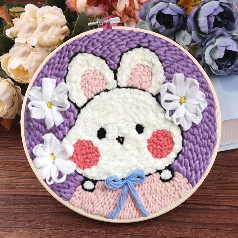 Lovely Rabbit Punch Needle Kit - Diy Animal Needlework| Nice Room Decoration - image 7