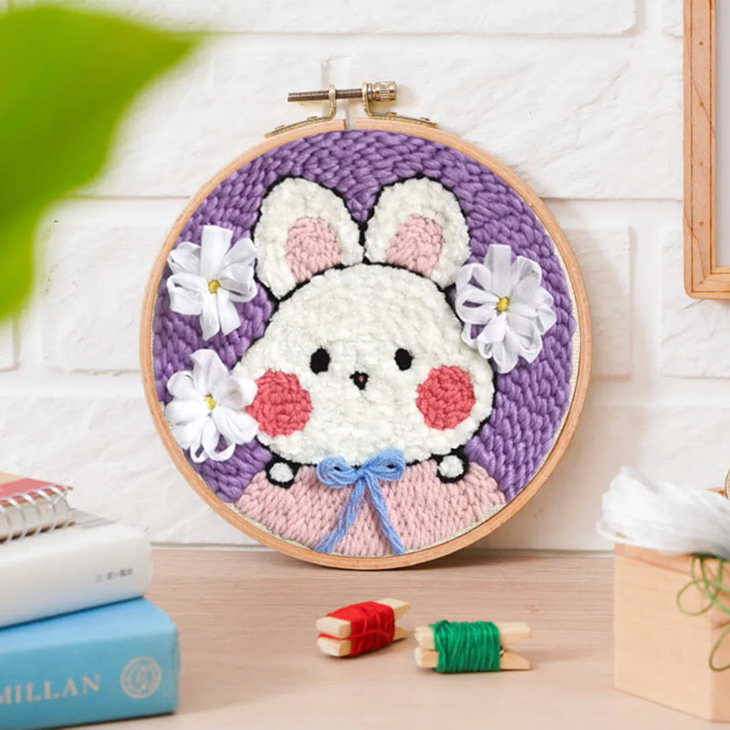 Lovely Rabbit Punch Needle Kit - Diy Animal Needlework| Nice Room Decoration - image 3