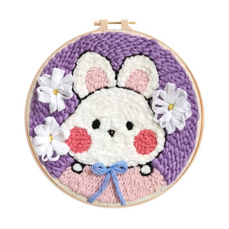 Lovely Rabbit Punch Needle Kit - Diy Animal Needlework| Nice Room Decoration - Lovely Rabbit Punch Needle Kit - image 0