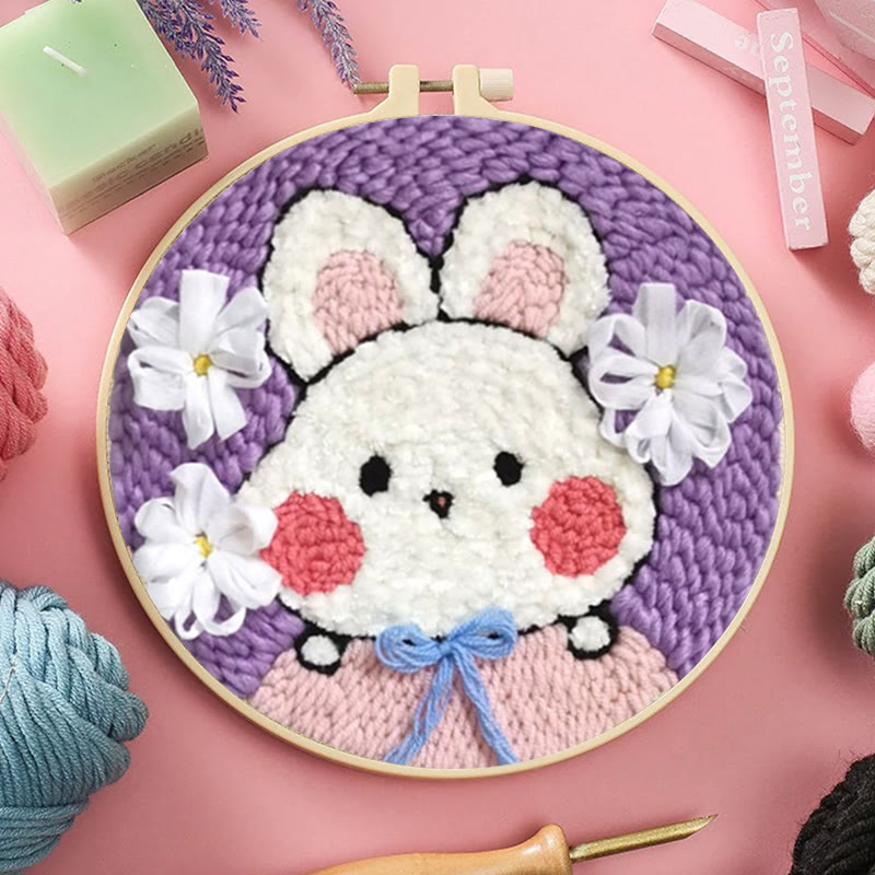 Lovely Rabbit Punch Needle Kit - Diy Animal Needlework| Nice Room Decoration - image 5