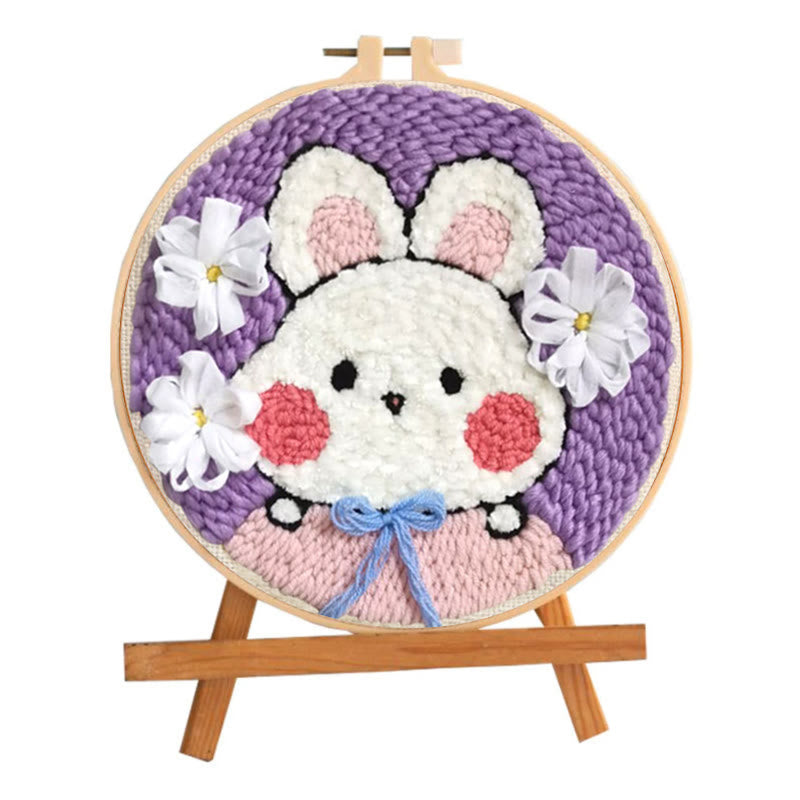 Lovely Rabbit Punch Needle Kit - Diy Animal Needlework| Nice Room Decoration - image 1