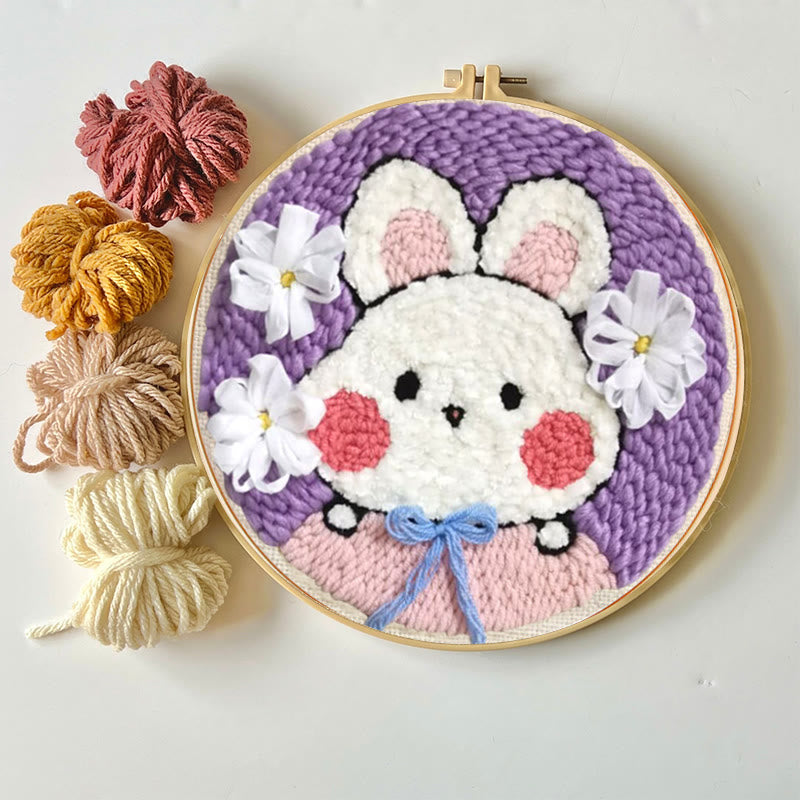 Lovely Rabbit Punch Needle Kit - Diy Animal Needlework| Nice Room Decoration - image 4