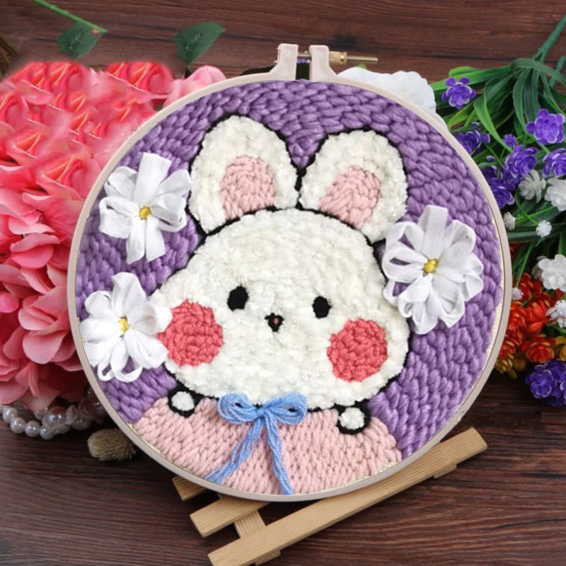 Lovely Rabbit Punch Needle Kit - Diy Animal Needlework| Nice Room Decoration - image 6