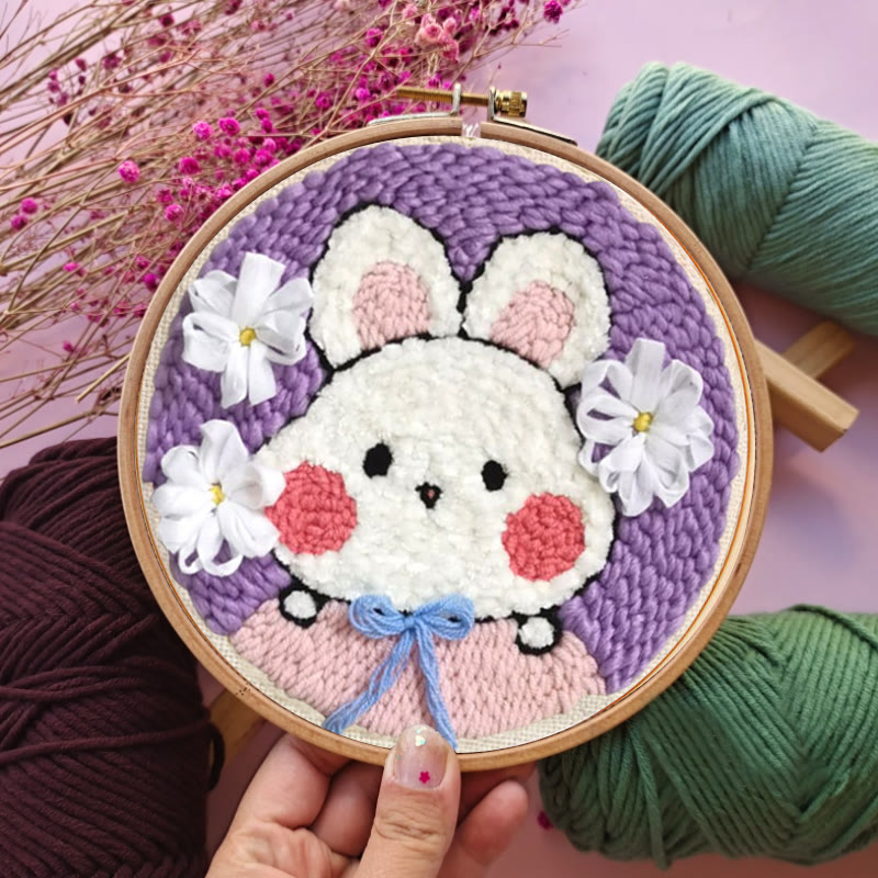 Lovely Rabbit Punch Needle Kit - Diy Animal Needlework| Nice Room Decoration - image 8