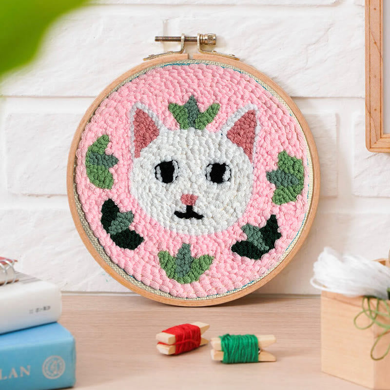 White Cat Punch Needle Kit - Creative Handmade Craft | Great Gift For Cat Lovers - image 3