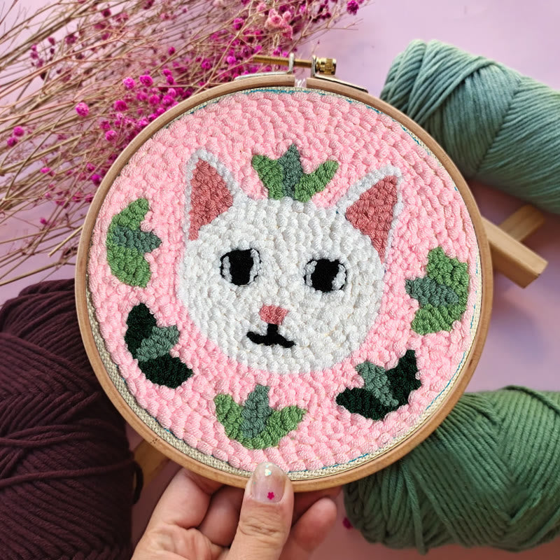 White Cat Punch Needle Kit - Creative Handmade Craft | Great Gift For Cat Lovers - image 5