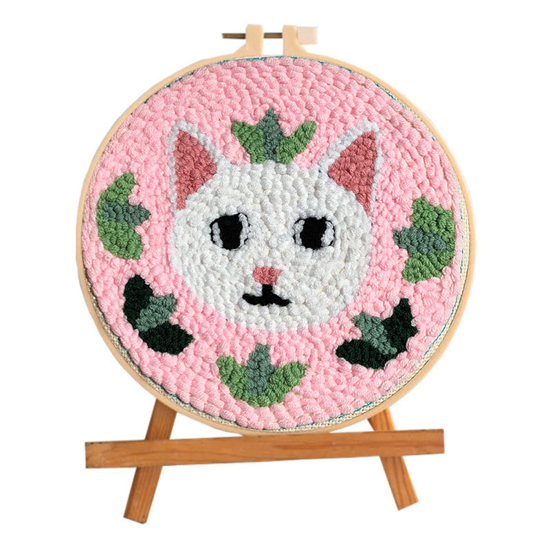 White Cat Punch Needle Kit - Creative Handmade Craft | Great Gift For Cat Lovers - image 1