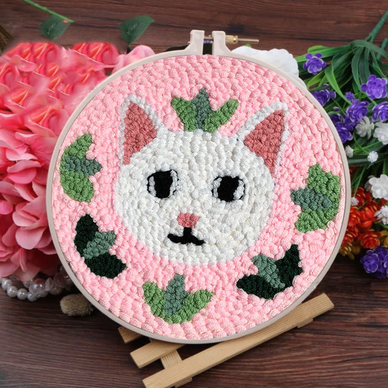 White Cat Punch Needle Kit - Creative Handmade Craft | Great Gift For Cat Lovers - image 6