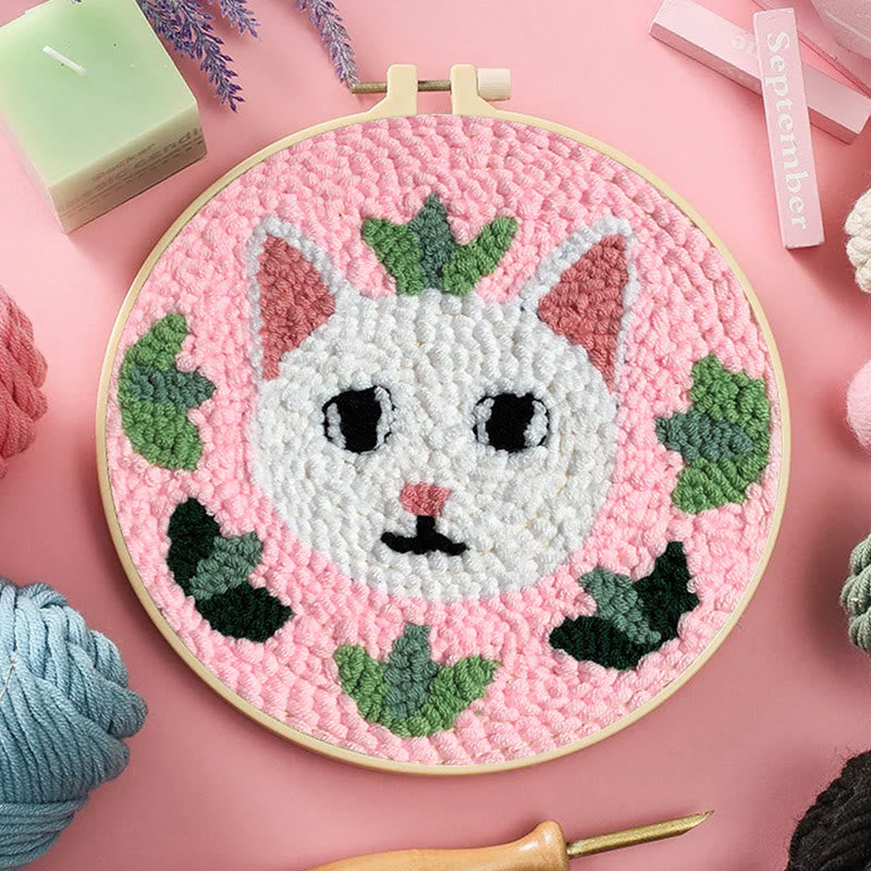 White Cat Punch Needle Kit - Creative Handmade Craft | Great Gift For Cat Lovers - image 4