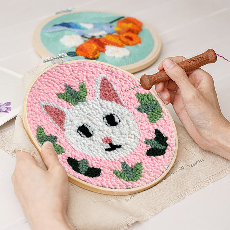 White Cat Punch Needle Kit - Creative Handmade Craft | Great Gift For Cat Lovers - image 2