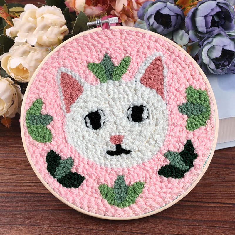 White Cat Punch Needle Kit - Creative Handmade Craft | Great Gift For Cat Lovers - image 7