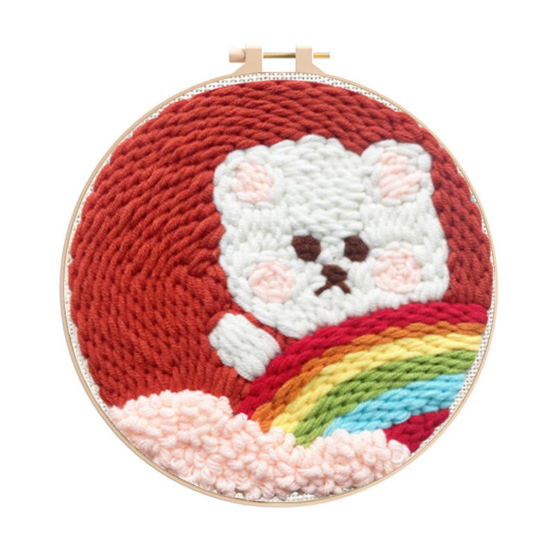 Rainbow Teddy Punch Needle Kit - Unique Bear Handicraft | Diy Gift For Kids - Rainbow Teddy Punch Needle Kit - image 0