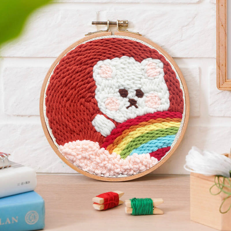 Rainbow Teddy Punch Needle Kit - Unique Bear Handicraft | Diy Gift For Kids - image 3