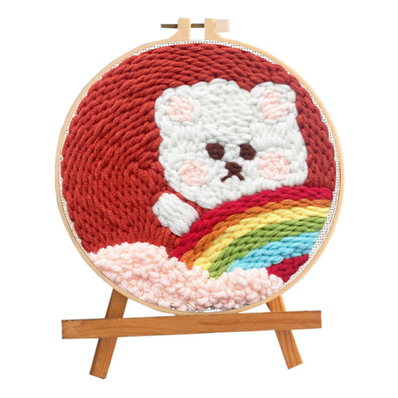 Rainbow Teddy Punch Needle Kit - Unique Bear Handicraft | Diy Gift For Kids - image 1