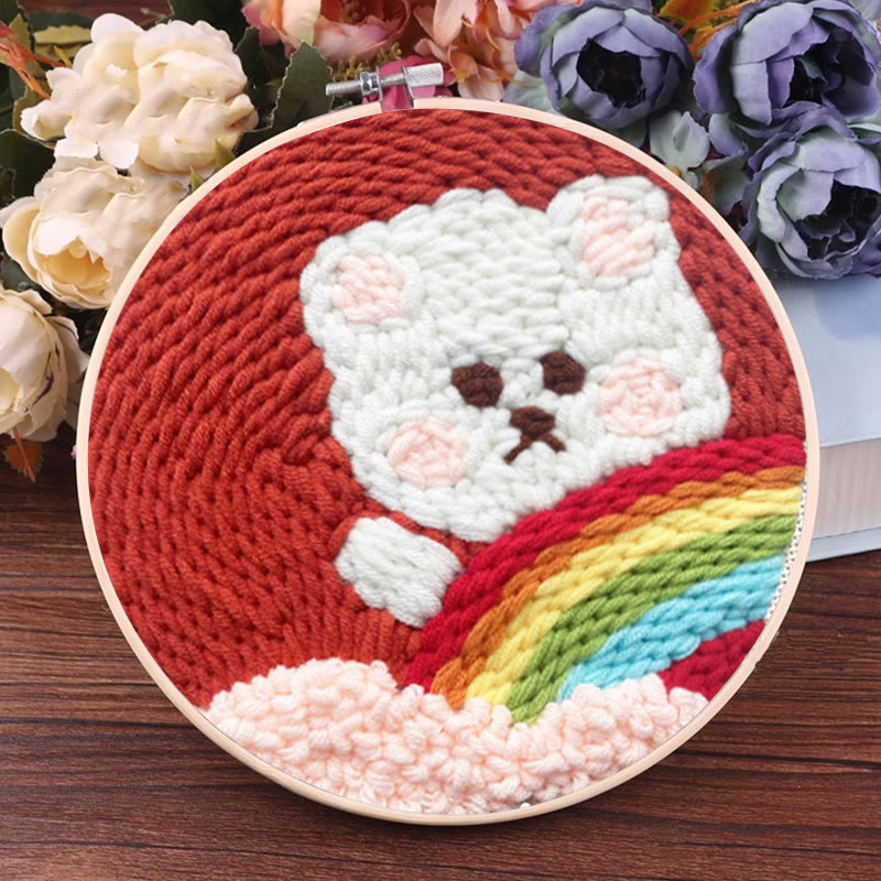 Rainbow Teddy Punch Needle Kit - Unique Bear Handicraft | Diy Gift For Kids - image 8