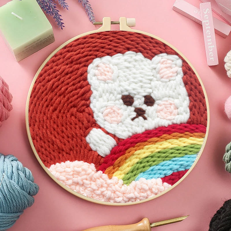 Rainbow Teddy Punch Needle Kit - Unique Bear Handicraft | Diy Gift For Kids - image 7