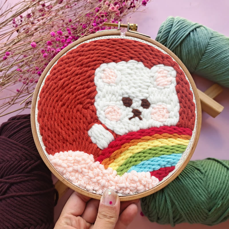 Rainbow Teddy Punch Needle Kit - Unique Bear Handicraft | Diy Gift For Kids - image 5