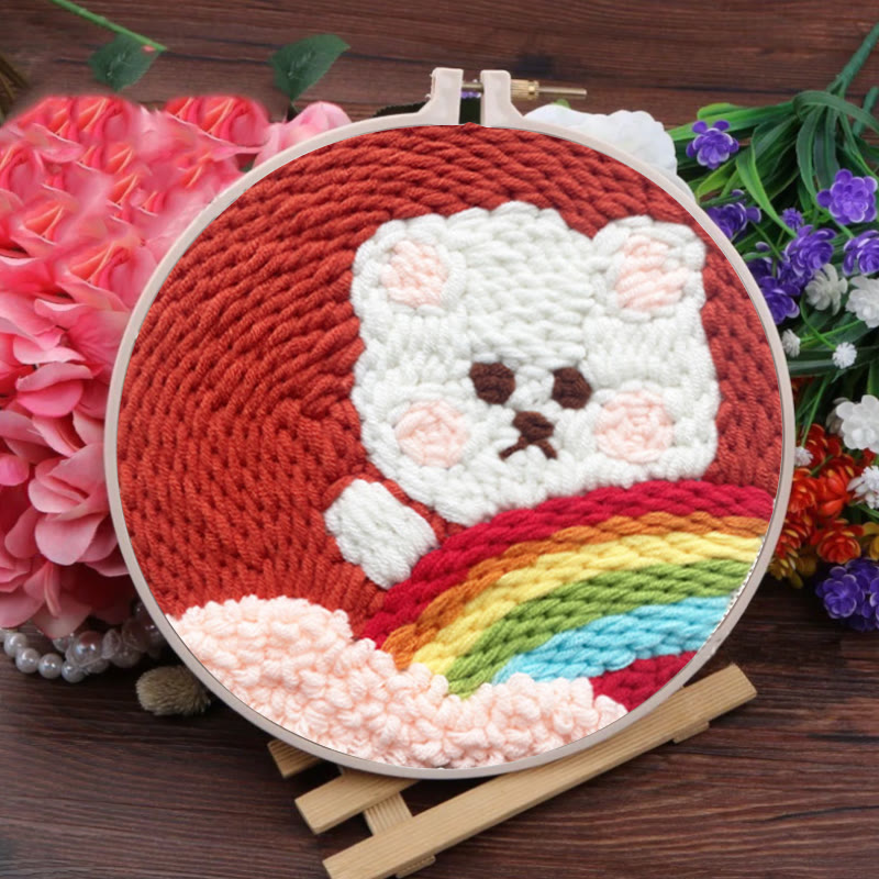 Rainbow Teddy Punch Needle Kit - Unique Bear Handicraft | Diy Gift For Kids - image 6