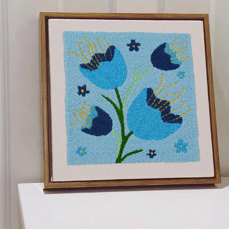 Blue Floral Square Punch Needle Kit - Flower Collection Craft | Creative Beginners Kit - image 9