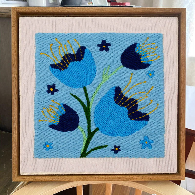 Blue Floral Square Punch Needle Kit - Flower Collection Craft | Creative Beginners Kit - image 7