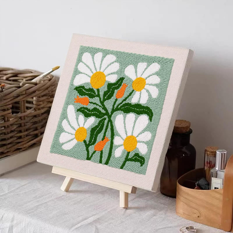 Green Floral Square Punch Needle Kit - Easy Handmake Craft | Great Room Ornament - image 6