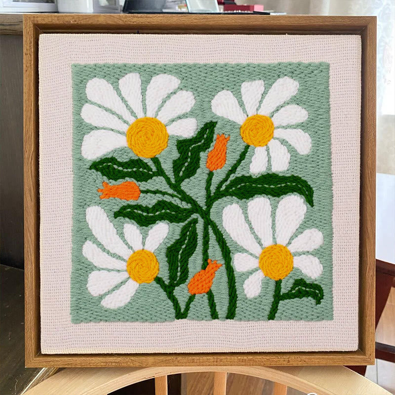 Green Floral Square Punch Needle Kit - Easy Handmake Craft | Great Room Ornament - image 7