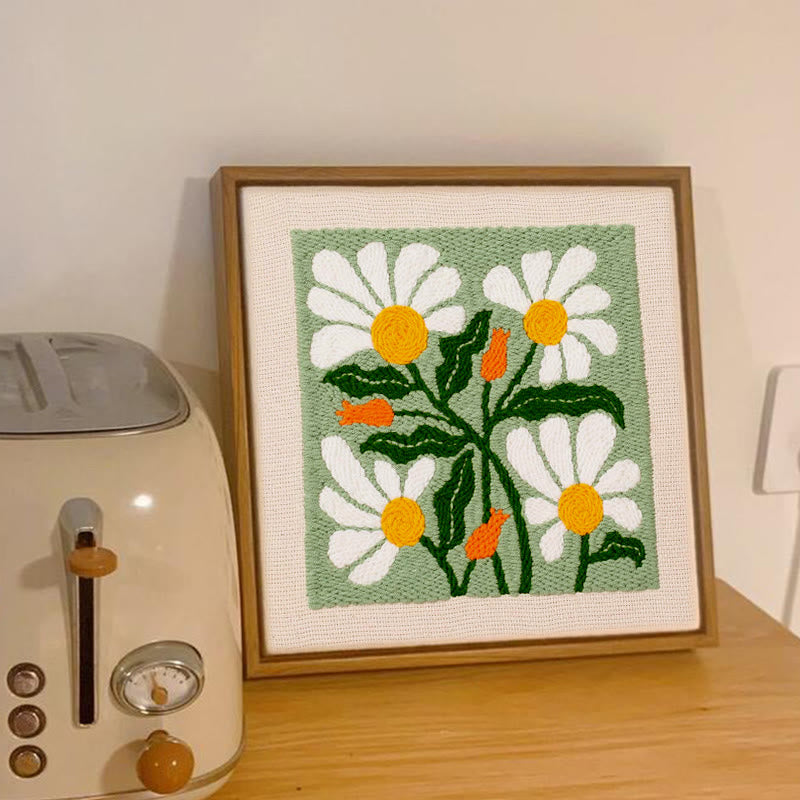 Green Floral Square Punch Needle Kit - Easy Handmake Craft | Great Room Ornament - image 9