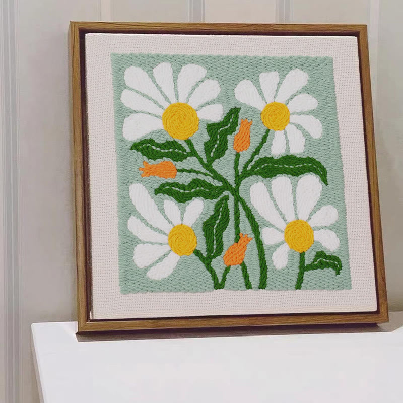 Green Floral Square Punch Needle Kit - Easy Handmake Craft | Great Room Ornament - image 8