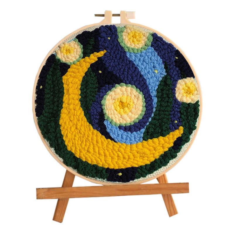 Starry Night And Moon Punch Needle Kit - Diy Needlework Set | Unique Room Decoration - image 1