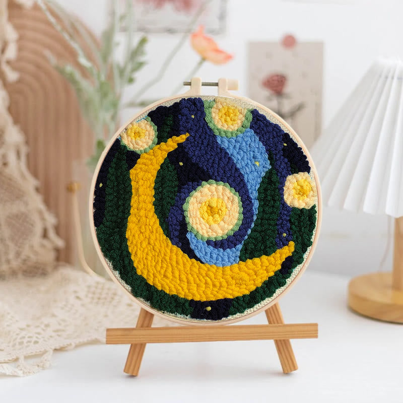 Starry Night And Moon Punch Needle Kit - Diy Needlework Set | Unique Room Decoration - image 4