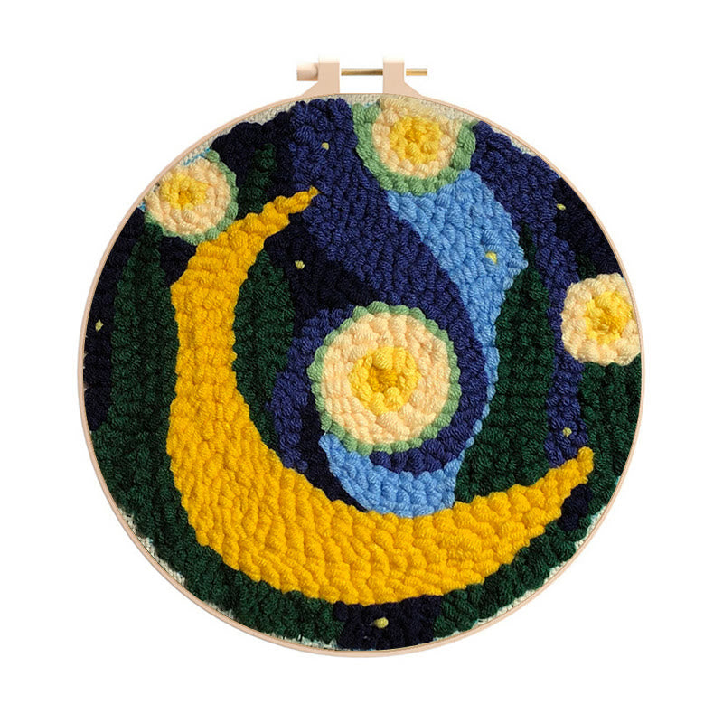 Starry Night And Moon Punch Needle Kit - Diy Needlework Set | Unique Room Decoration - Starry Night And Moon Punch Needle Kit - image 0