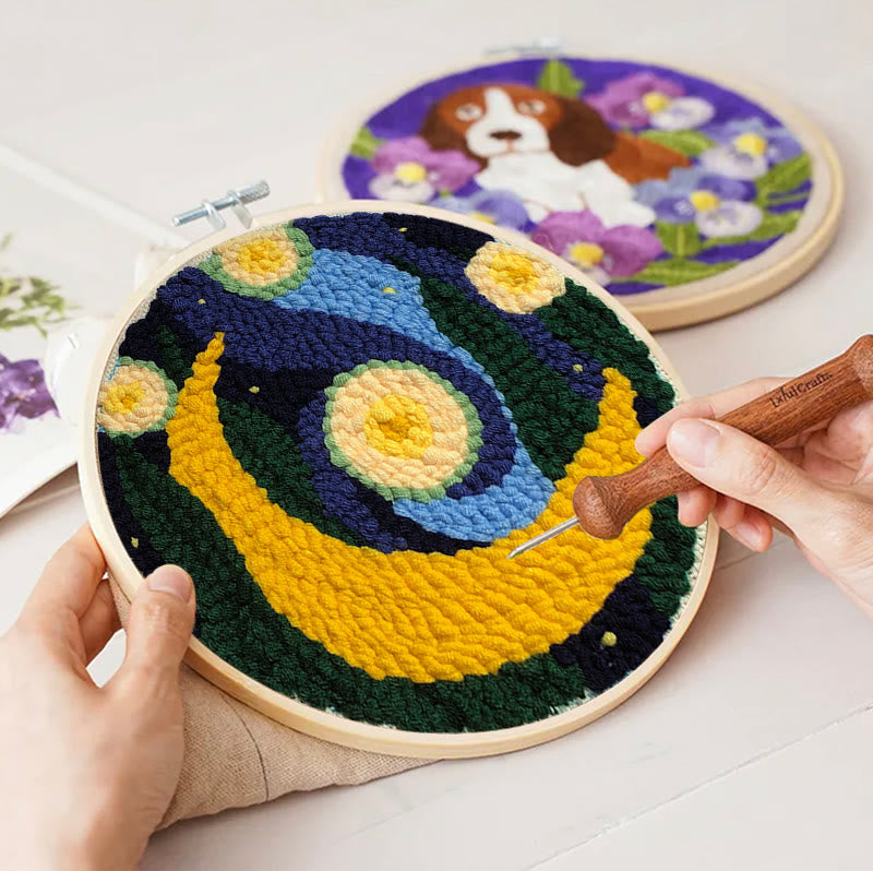 Starry Night And Moon Punch Needle Kit - Diy Needlework Set | Unique Room Decoration - image 2