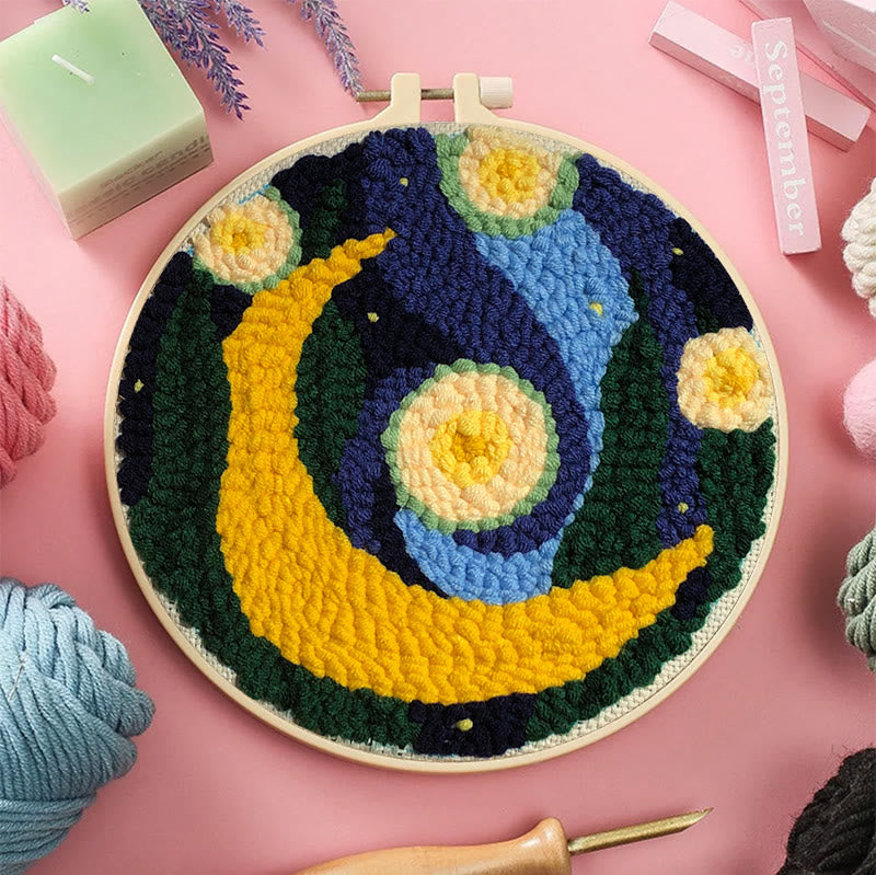Starry Night And Moon Punch Needle Kit - Diy Needlework Set | Unique Room Decoration - image 7