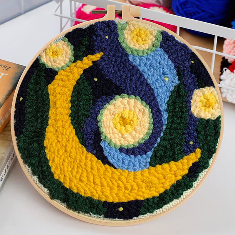 Starry Night And Moon Punch Needle Kit - Diy Needlework Set | Unique Room Decoration - image 3