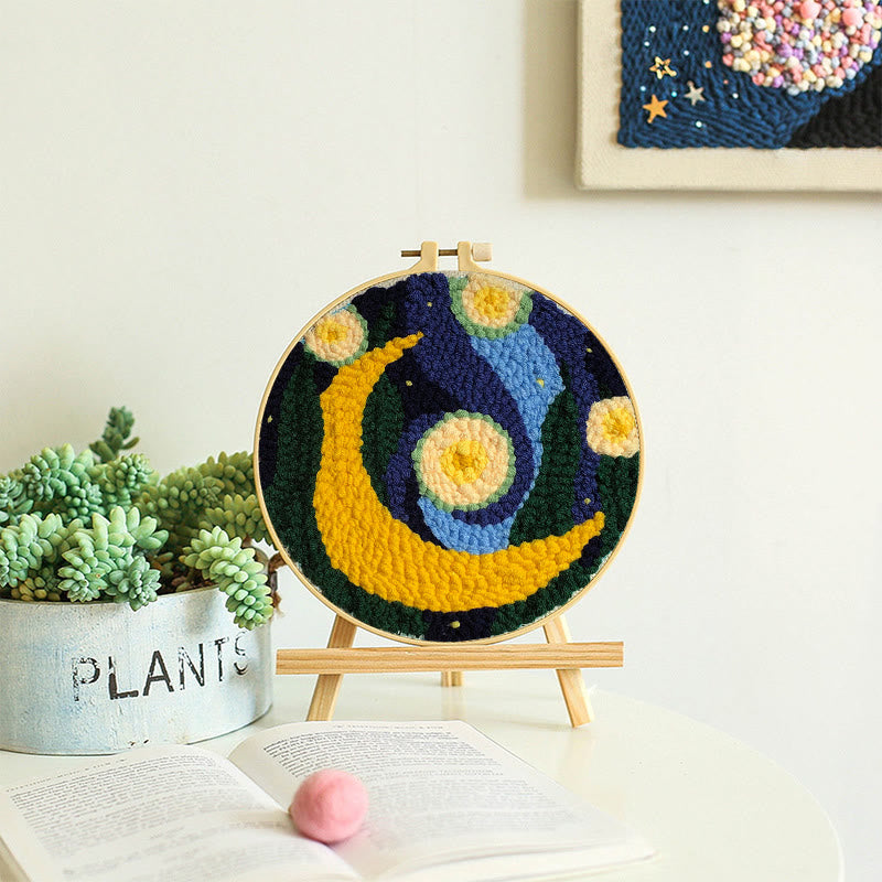 Starry Night And Moon Punch Needle Kit - Diy Needlework Set | Unique Room Decoration - image 9