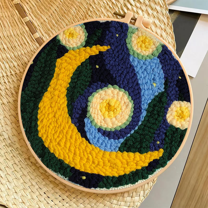 Starry Night And Moon Punch Needle Kit - Diy Needlework Set | Unique Room Decoration - image 5