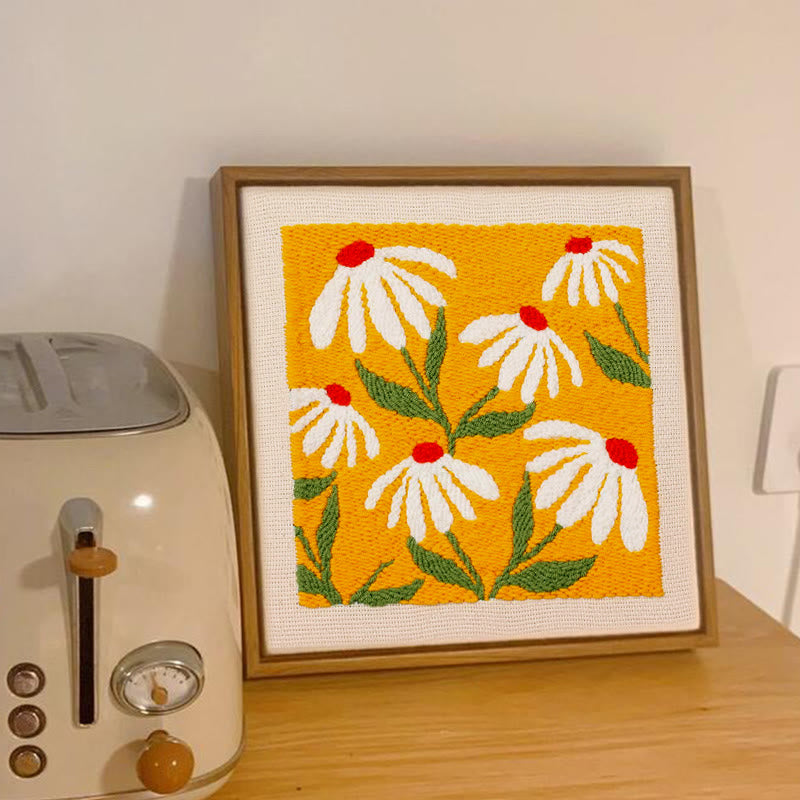 Orange Floral Square Punch Needle Kit - Beginner Needle Set | Nice Gifts For Flower Lovers - image 8