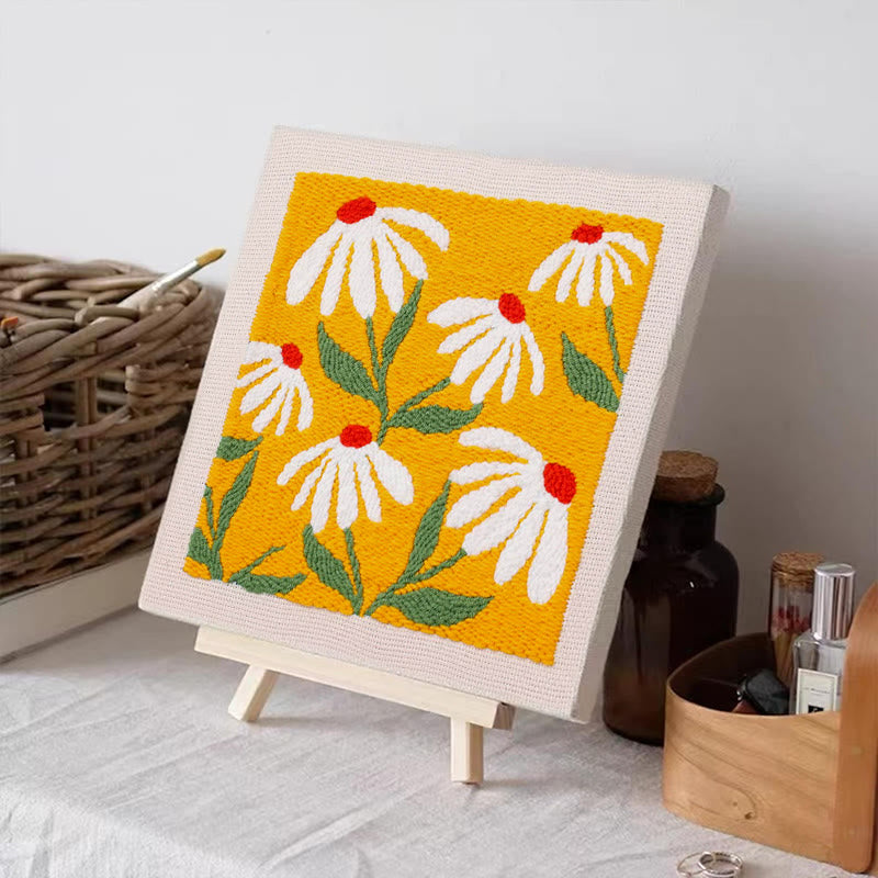 Orange Floral Square Punch Needle Kit - Beginner Needle Set | Nice Gifts For Flower Lovers - image 6