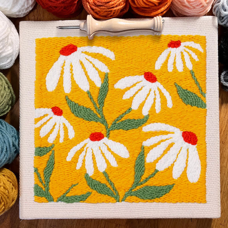 Orange Floral Square Punch Needle Kit - Beginner Needle Set | Nice Gifts For Flower Lovers - image 5