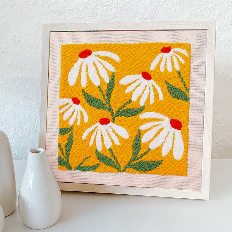 Orange Floral Square Punch Needle Kit - Beginner Needle Set | Nice Gifts For Flower Lovers - image 2