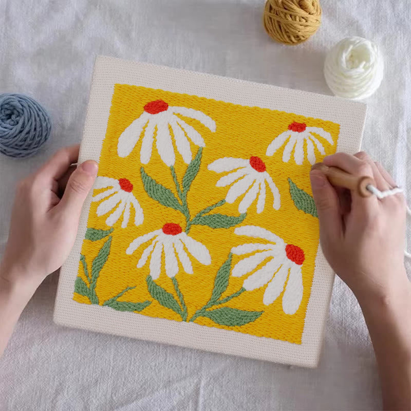 Orange Floral Square Punch Needle Kit - Beginner Needle Set | Nice Gifts For Flower Lovers - image 4