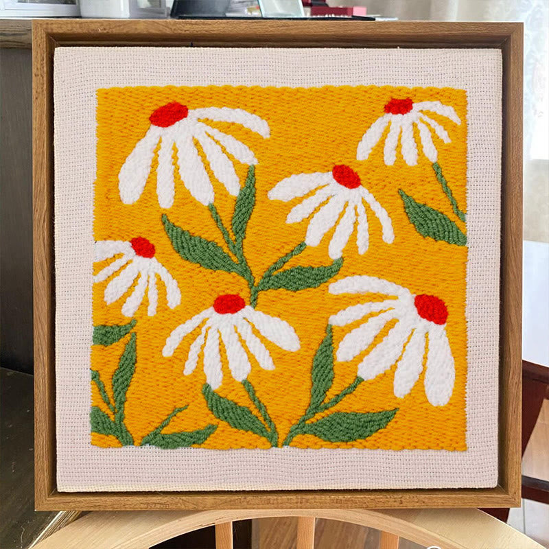 Orange Floral Square Punch Needle Kit - Beginner Needle Set | Nice Gifts For Flower Lovers - image 9