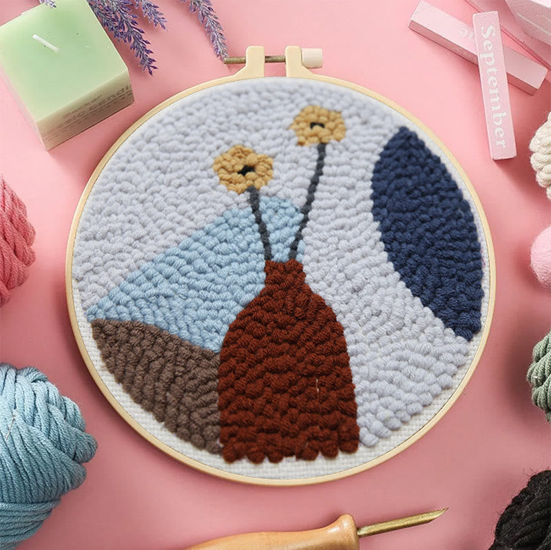 Brick Red Vase Punch Needle Kit -  Personalized Desk Ornament | Suitable For Beginners - image 5