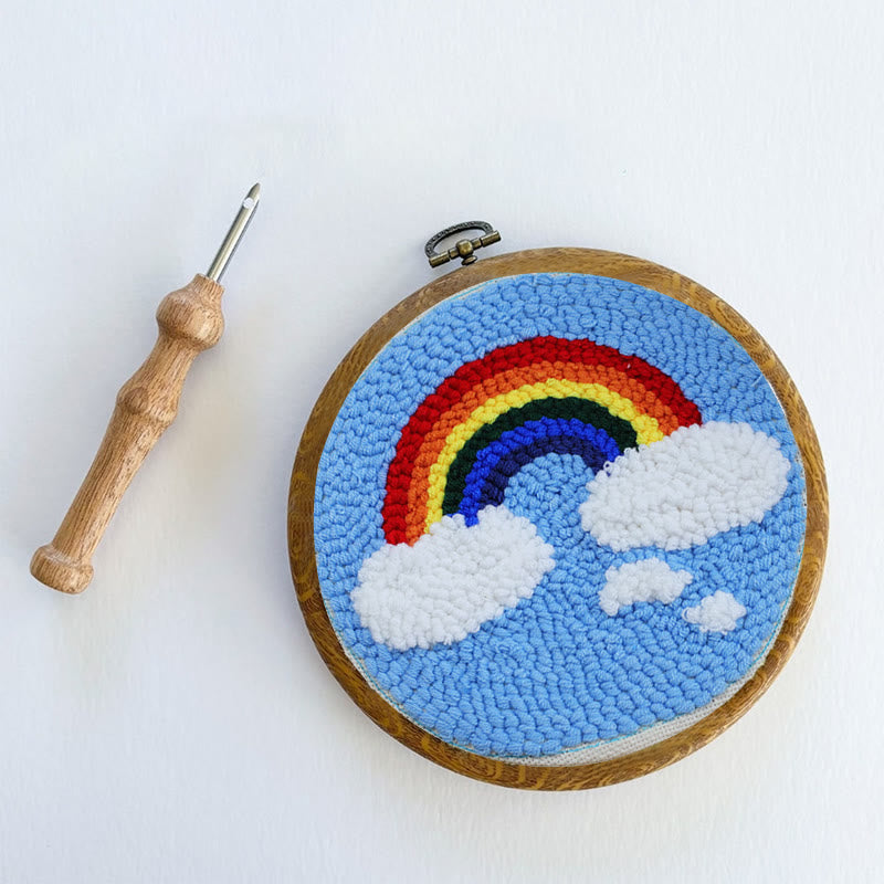 Colourful Rainbow Punch Needle Kit - Stylish Home Decor | Basic Embroidery Set For Starter - image 8