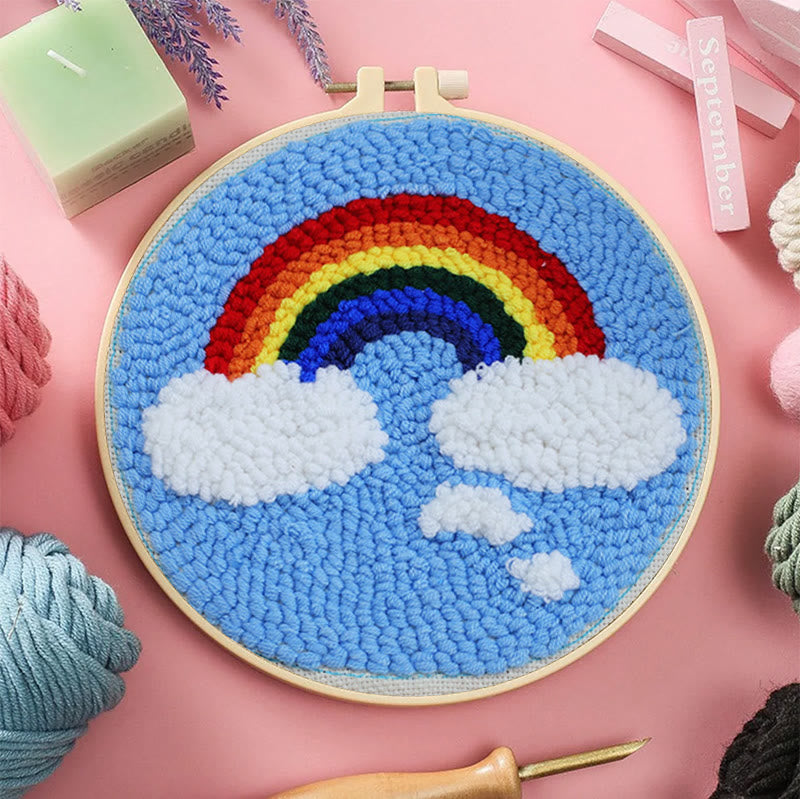 Colourful Rainbow Punch Needle Kit - Stylish Home Decor | Basic Embroidery Set For Starter - image 6