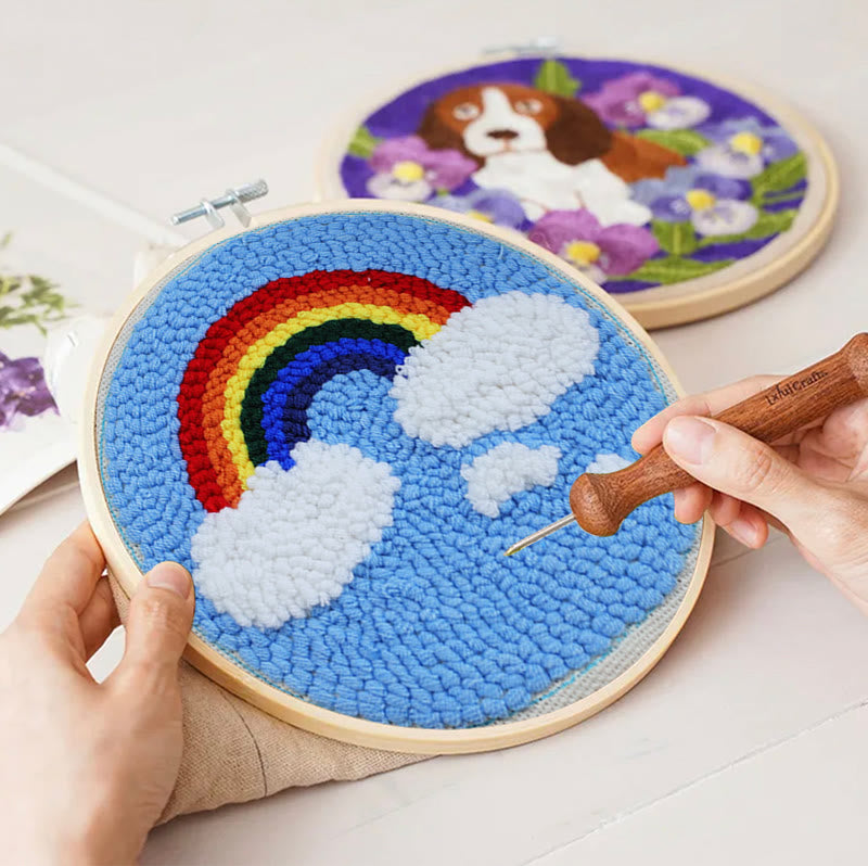 Colourful Rainbow Punch Needle Kit - Stylish Home Decor | Basic Embroidery Set For Starter - image 2