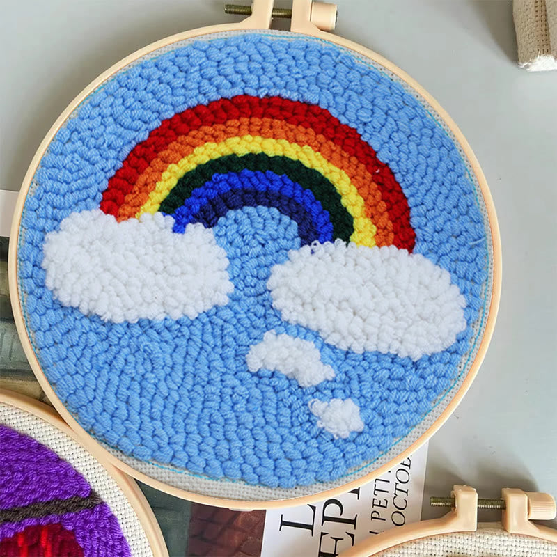 Colourful Rainbow Punch Needle Kit - Stylish Home Decor | Basic Embroidery Set For Starter - image 4