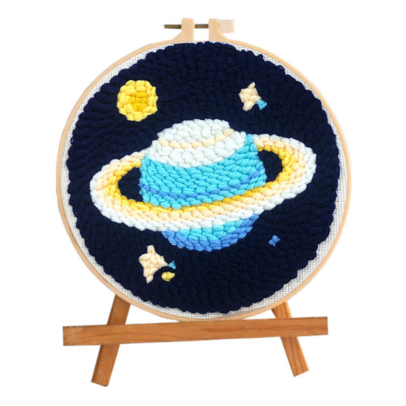 Mysterious Planets Punch Needle Kit - Needlework With Frame Hoop | Diy Handmade Gifts - image 1