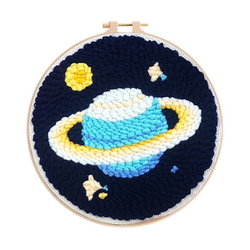Mysterious Planets Punch Needle Kit - Needlework With Frame Hoop | Diy Handmade Gifts - Mysterious Planets Punch Needle Kit - image 0