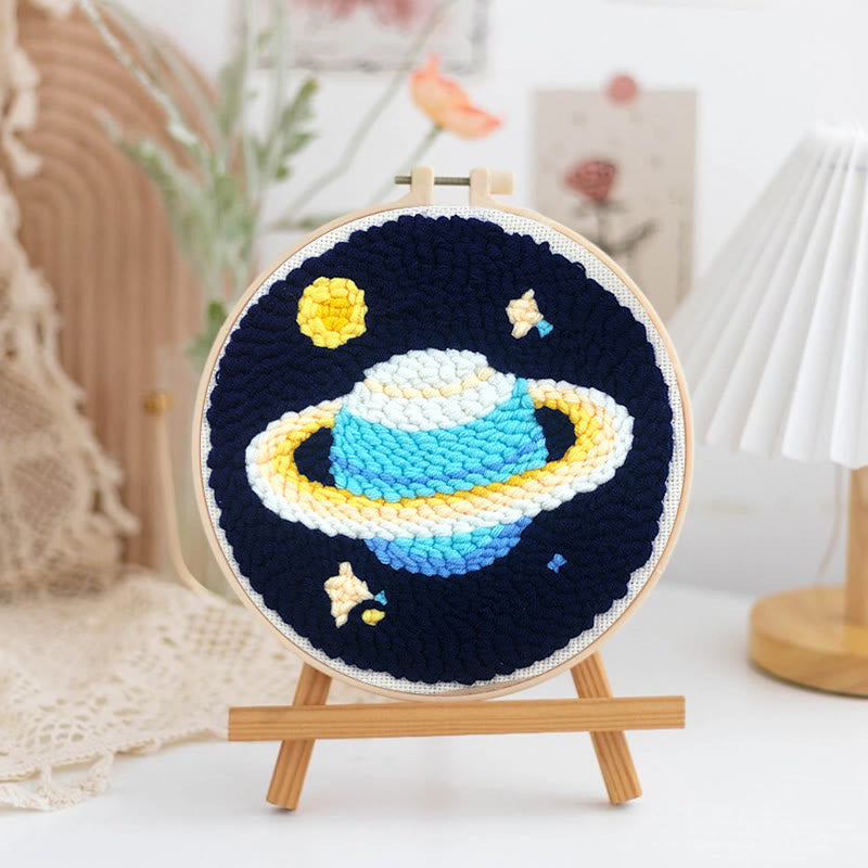 Mysterious Planets Punch Needle Kit - Needlework With Frame Hoop | Diy Handmade Gifts - image 3